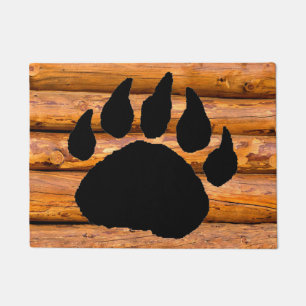 BEAR PAW PRINT AND LOGS DOORMAT