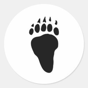 Bear Paw Print Silhouette Classic Round Sticker