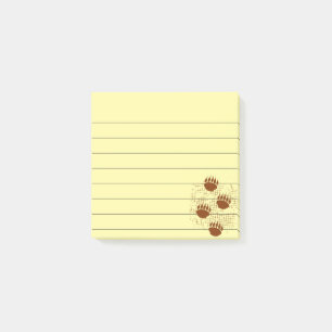 Bear Paw Prints Distressed Background Lined 3x3 Post-it Notes