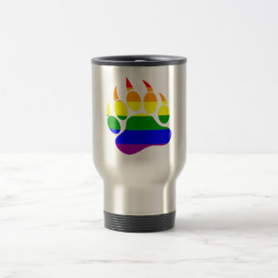 Bear Paw Rainbow Flag Travel Mug