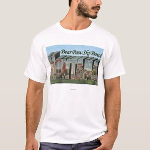 Bear Paw Ski Bowl, Montana - Large Letter Scenes T-Shirt