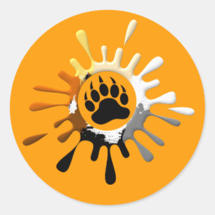 Bear Paw Splash Bear Pride Colours Classic Round Sticker