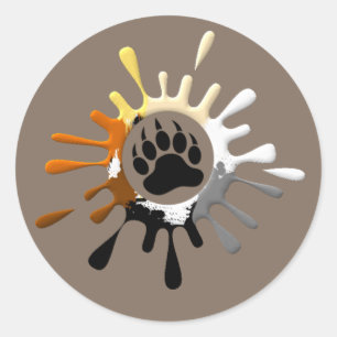 Bear Paw Splash Bear Pride Colours Classic Round Sticker