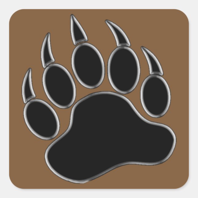 Bear Paw Square Sticker (Front)