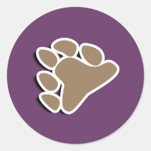 BEAR PAW SYMBOL 3D CLASSIC ROUND STICKER