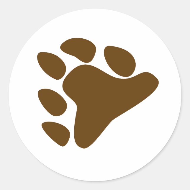 BEAR PAW SYMBOL CLASSIC ROUND STICKER (Front)