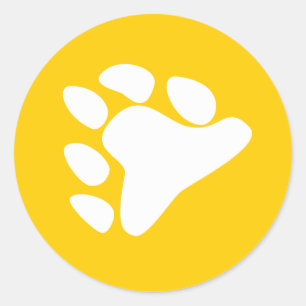 BEAR PAW SYMBOL WHITE CLASSIC ROUND STICKER