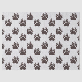 Bear Paw White Brown Glitter Tissue Paper