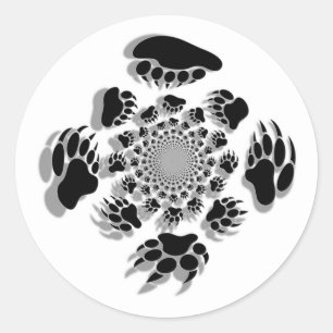 Bear Paws Classic Round Sticker