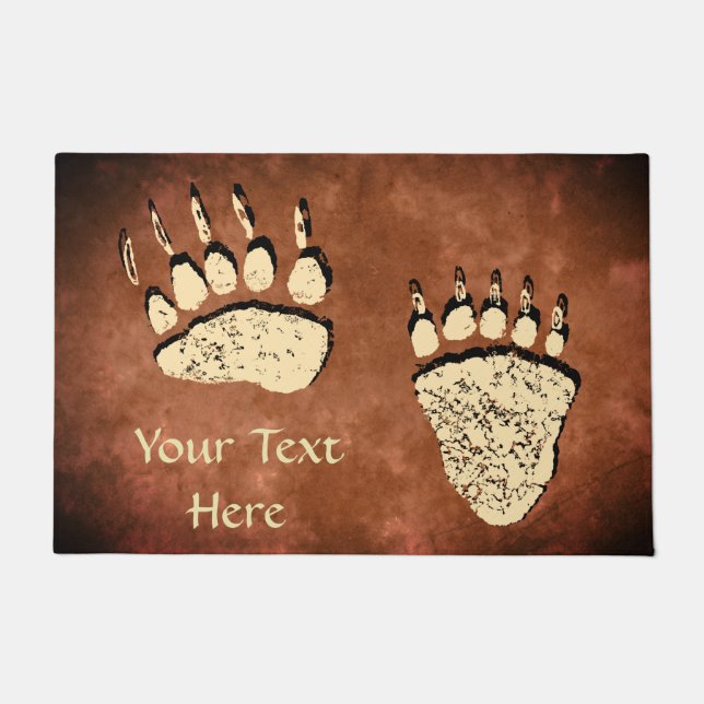 Bear Paws on Brown - 24"x36" Door Mat (Front)
