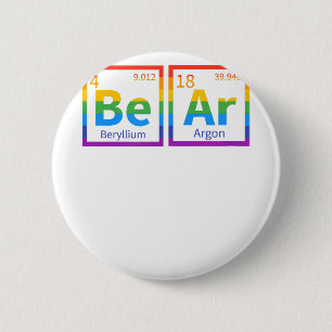 Bear Periodic Table Gay Bear LGBT Pride Rainbow Fo 6 Cm Round Badge