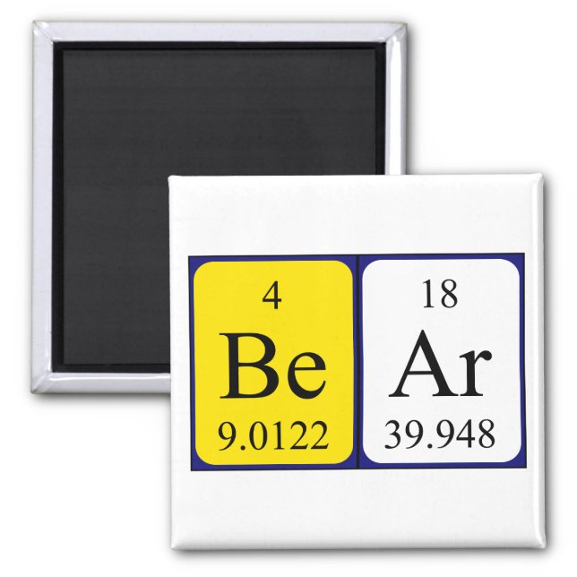 Bear periodic table name magnet (Front)