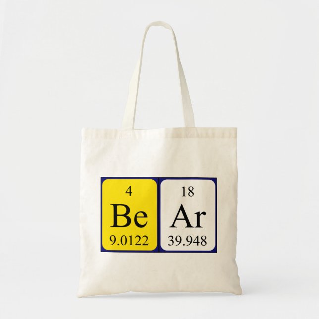 Bear periodic table name tote bag (Front)