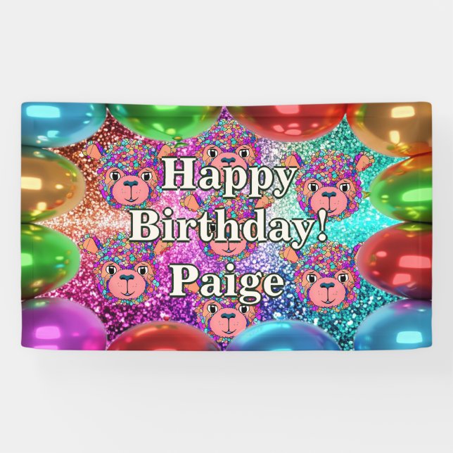 Bear Personalised character birthday banner (Horizontal)