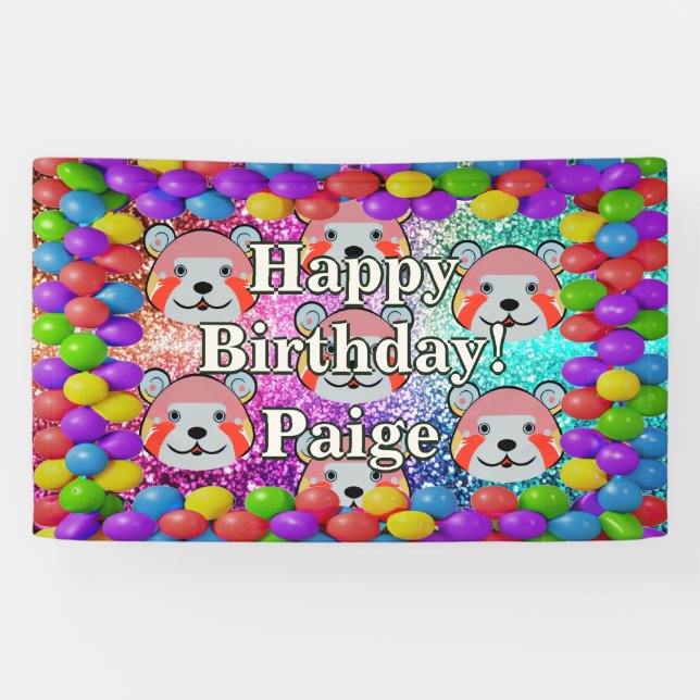 Bear Personalised character birthday banner (Horizontal)