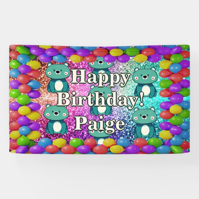 Bear Personalised character birthday banner (Horizontal)