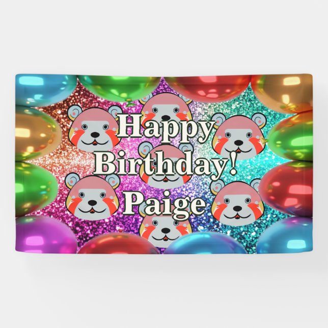Bear Personalised character birthday banner (Horizontal)