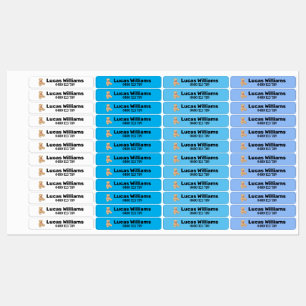 bear personalized name & phone number iron-on