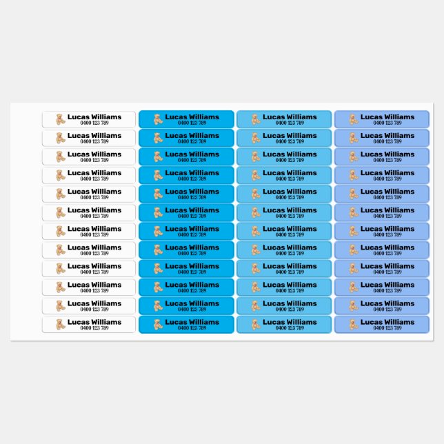 bear personalized name & phone number iron-on (Sheet)