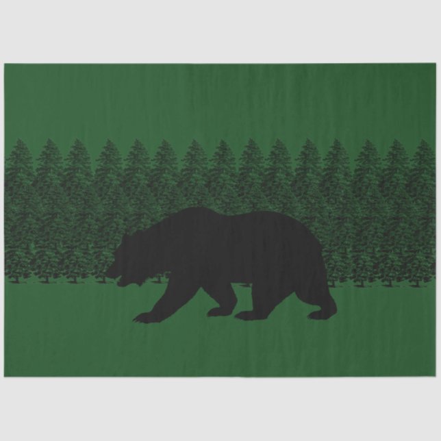 Bear Pine Forest Decoupage Craft Tissue Paper (Front)