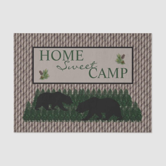 Bear Pine Forest Home Sweet Camp\ Tissue Paper (Front)