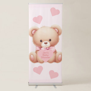 Bear Pink Baby Shower Vertical Banner
