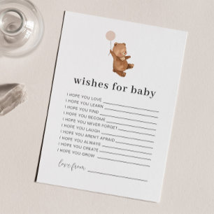 Bear Pink Balloon Wishes for Baby Card