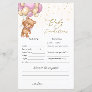 Bear Pink Balloons Baby Shower Baby Prediction
