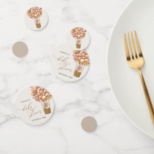 Bear, Pink Balloons, Hot Air Balloon, Baby Shower Confetti