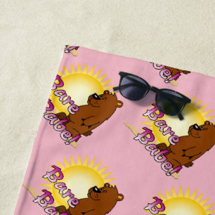 Bear - Pink, Bare Babe Beach Towel