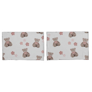 Bear Pink Cartoon pattern Pillowcase