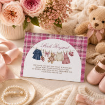 Bear Pink Clothesline Baby Shower Book Request