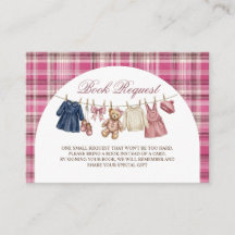 Bear Pink Clothesline Baby Shower Book Request