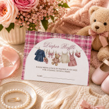 Bear Pink Clothesline Baby Shower Diaper Raffle