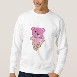 Bear Pink Ice Cream Waffle Cute Animals For Kids Sweatshirt