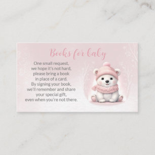 Bear Pink Winter Baby Shower Books For Baby Card