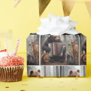 Bear Playing Accordion for Forest Friends Wrapping Paper
