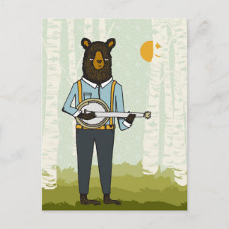 Bear Playing Banjo Postcard