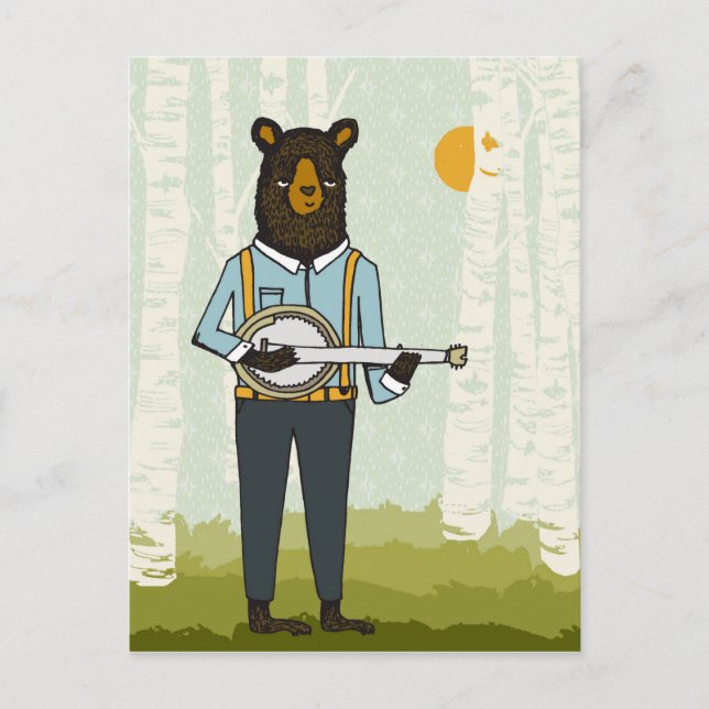 Bear Playing Banjo Postcard (Front)