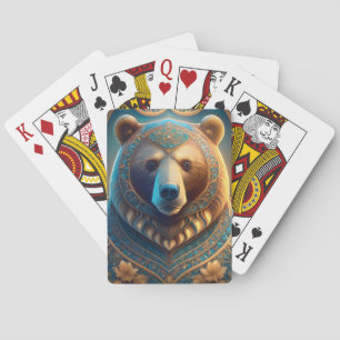 Bear playing cards