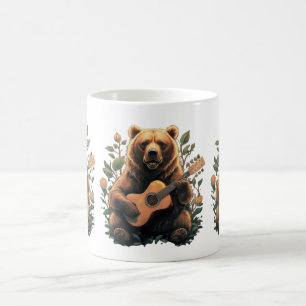 bear playing guitar coffee mug