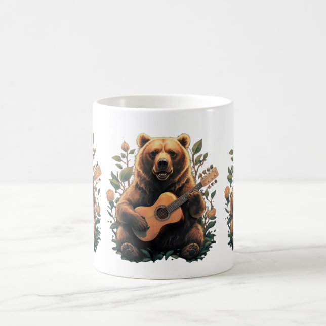 bear playing guitar coffee mug (Center)