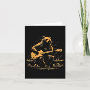 Bear Playing Guitar Grizzly Hiking Camping Camper Card