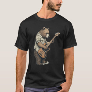 BEAR PLAYING GUITAR Guitarist Bear Electric Bass G T-Shirt
