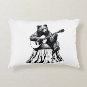 Bear Playing Guitar Rectangle Accent Pillow