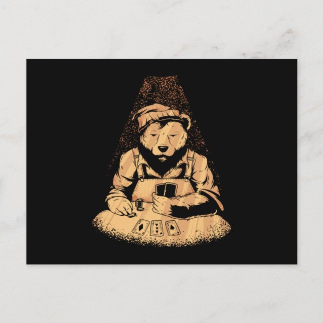 Bear Playing Poker Cards Casino Game Gambling Gift (Front)