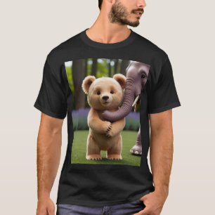 Bear Playing with Elephant's Trunk – Fun Animal T-Shirt