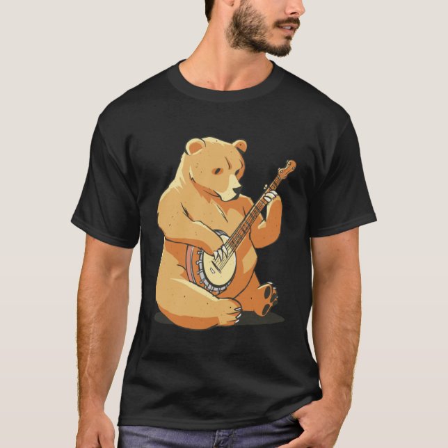 Bear plays guitar with instrument for bear friends T-Shirt (Front)