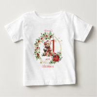 Bear Poinsettia Foliage Baby's First Christmas