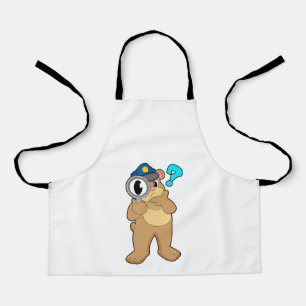 Bear Police officer Magnifying glass Apron